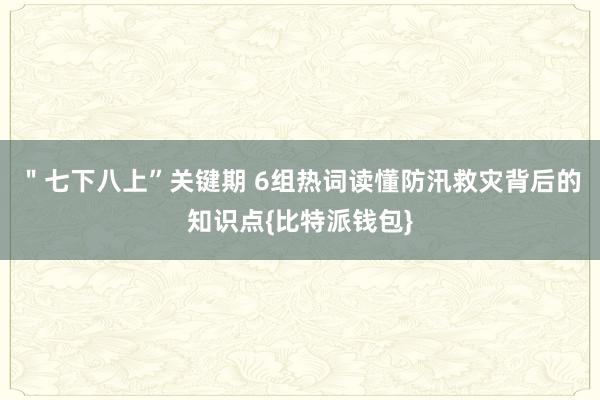 ＂七下八上”关键期 6组热词读懂防汛救灾背后的知识点{比特派钱包}