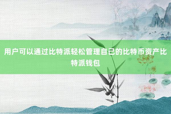 用户可以通过比特派轻松管理自己的比特币资产比特派钱包