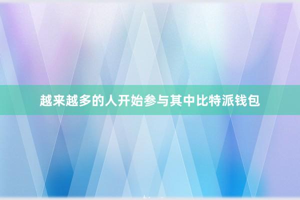 越来越多的人开始参与其中比特派钱包