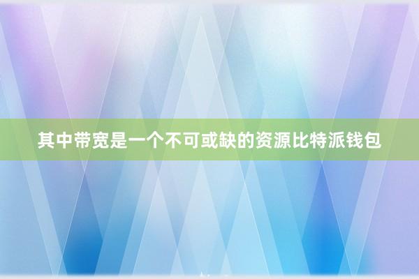 其中带宽是一个不可或缺的资源比特派钱包