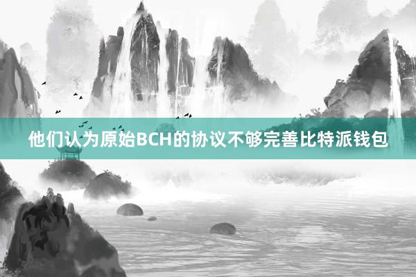 他们认为原始BCH的协议不够完善比特派钱包