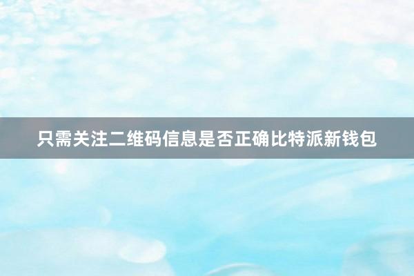 只需关注二维码信息是否正确比特派新钱包