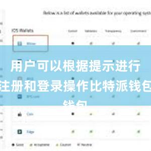 用户可以根据提示进行注册和登录操作比特派钱包