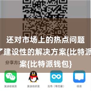 还对市场上的热点问题提出了建设性的解决方案{比特派钱包}